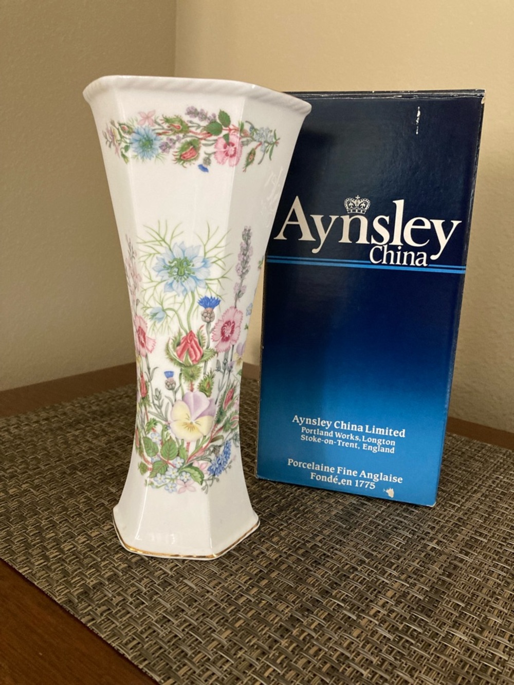 Aynsley White Porcelain Floral Trumpet Vase